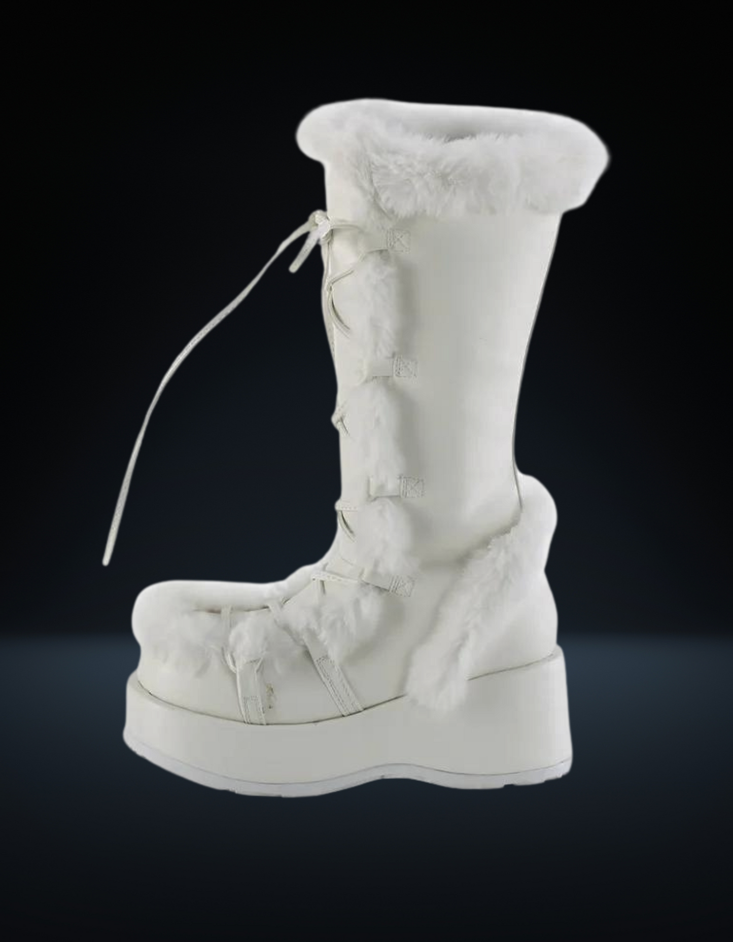 Demonia White Fur Boot